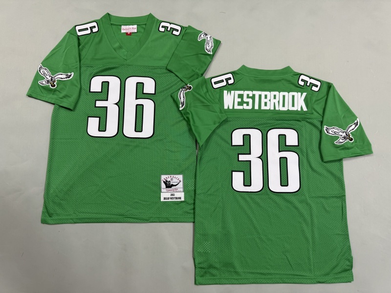 Men 2025 Philadelphia Eagles #36 Westbrook green Throwback Limited NFL Jersey style 002